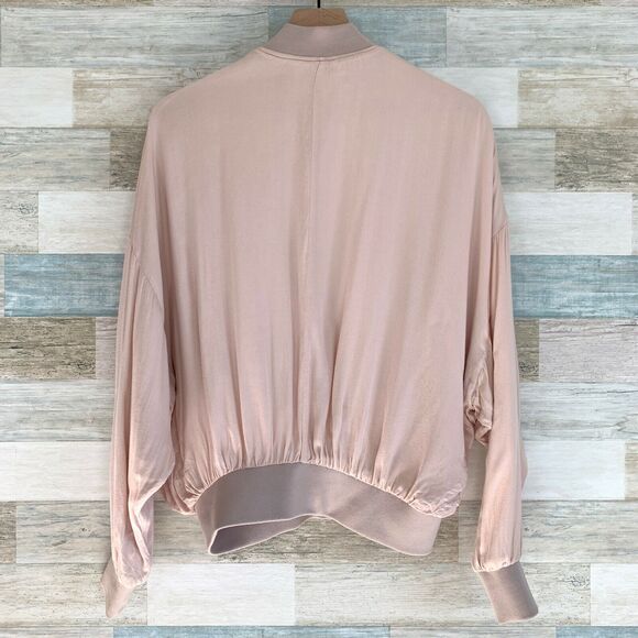 Urban Outfitters Silence + Noise Oversized Bomber Jacket Pink Full Zip Womens XS - Picture 4 of 8